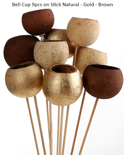 Bell Cup 9pcs on Stick Natural - Gold - Brown